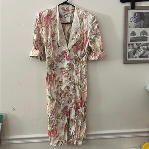 Vintage Floral Lace Midi Dress